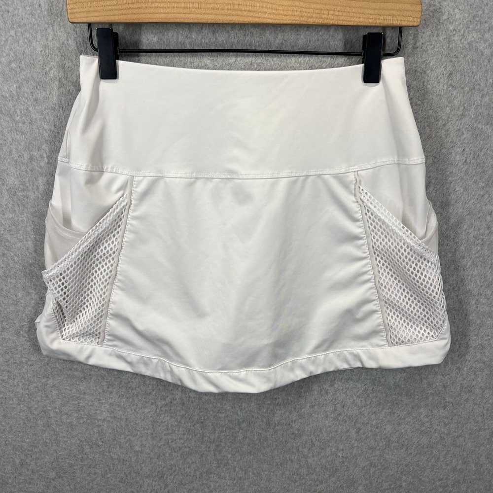 Lucky in Love Tennis Skort Womens Size S White Mesh Pockets Athletic Skirt EUC
